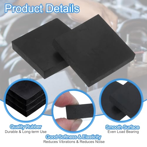 uxcell 16Pcs Rubber Anti Vibration Pads, 2" x 2" x 1.2" Square Rubber Shock Absorbing Washer Pads, Non-Skid Protector Mat for Washer Dryer Air Conditioner Compressor