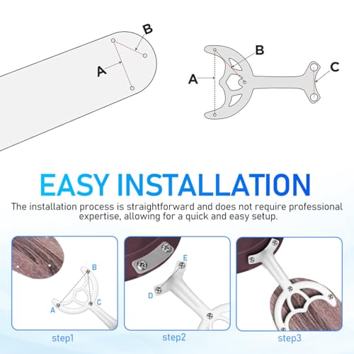 DOITOOL Ceiling Fan Blade Arms Replacement - 52'' White Finish Fan Blade Replacement Parts Mounting Bracket Kit for Repairing Easy Installation