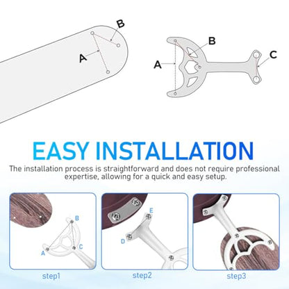 DOITOOL Ceiling Fan Blade Arms Replacement - 52'' White Finish Fan Blade Replacement Parts Mounting Bracket Kit for Repairing Easy Installation