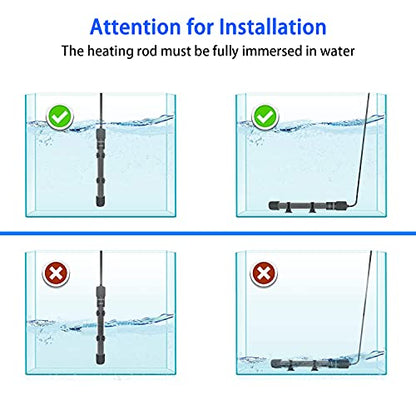 Adjustable Mini Aquarium Heater 10-20 Gallons Submersible Small Fish Tank Heater 100W Digital Display Thermostat External Temperature Controller (100W) - size: 100W