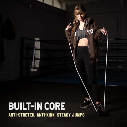 6mm Adjustable Boxing Jump Rope With Inner String Cord, Unbreakable Handles, Hererope Durable Non-Kinking PVC Jump Ropes for Men Women, Exercise Fitness, Indoor Outdoor Use