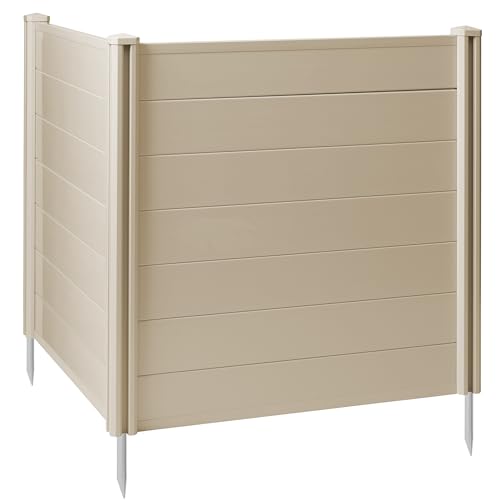 Casafield 42" x 42" Privacy Screen - Outdoor Vinyl Fence Panel Enclosure for AC/Trash Bins/Pool Equipment - Tan - color: Tan, size: 42" x 42"