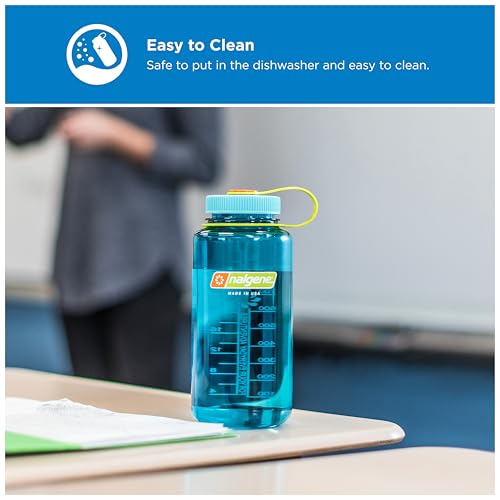 Nalgene 32 oz Wide Mouth Water Bottle, Cerulean - color: Cerulean, size: 32 Ounces