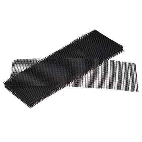 MECCANIXITY 10 Pcs Flower Pot Hole Mesh Pad 11.8x3.9" Invisible Rigid Plastic Bottom Grid Drainage Screens Prevent Soil Loss for Plant Containers, Bonsai (Black)