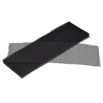 MECCANIXITY 10 Pcs Flower Pot Hole Mesh Pad 11.8x3.9" Invisible Rigid Plastic Bottom Grid Drainage Screens Prevent Soil Loss for Plant Containers, Bonsai (Black)