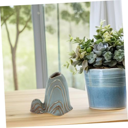 Zerodeko Ceramic Mini Mountain Fish Tank Landscape Decoration Versatile Bonsai Decor for Home Office Zen Garden Accessory Multiuse Brush Holder for