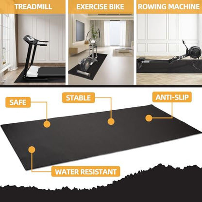 Fitvids High Density 1/4-Inch Thick Gym Equipment Mat, Non-Slip Floor Protection for Heavy Exercise, Treadmill and Bike Mat in Multiple Sizes - size: 30" x 60" (2.5 x 5FT)