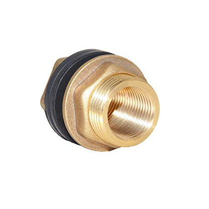 1/2" Female 3/4" Male Soild Brass Water Tank Connector Theaded Bulkhead Fitting With 2 Rubber Rings Stablizing