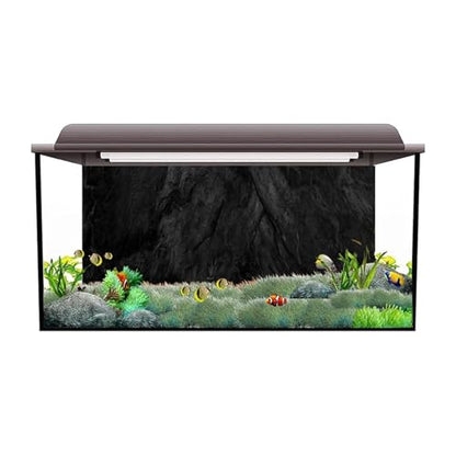 Fish Tank Background Black Rock Aquarium Vinyl Background Poster Stone Self Adhesive Fish Tank Wallpaper(54x122cm) - size: 54x122cm