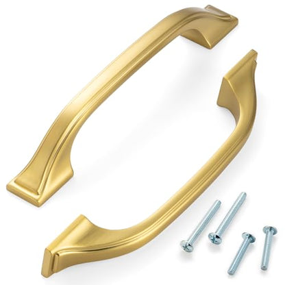 10 Pack 3-3/4 Inch Hole Centers, Brushed Gold Cabinet Pulls Gold Cabinet Handles Gold Kitchen Hardware for Cabinets ZP2409 Drawers Bedroom Dresser Bathroom Vanity Cupboard Closet - color: Brushed Gold, size: 3-3/4" Hole Centers-10 Pcs