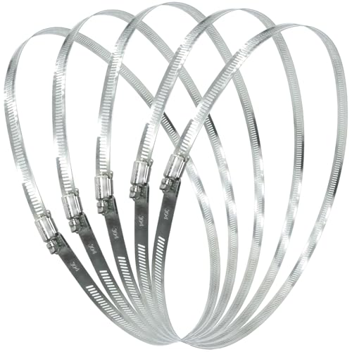 5Pcs 13.7-Inch/350mm(Diameter) Large Hose Clamps Stainless Steel | Adjustable Worm Gear, Heavy Duty Metal Band Clamp, For Securing Tube, Air Duct, Agricultural & Industrial Use - size: 13.7 Inch-5 Pcs
