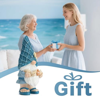 Beach Gnomes Statues,Ocean Gnomes,Nautical Themes Decoration,Beach, Gnome Holding Seashells - color: Holding a Shell