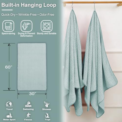 JML Microfiber Bath Towels, 2 Pack, 30x60 in, Fine Wave Green - color: Cationic Fine Wave Green, size: 30 in x 60 in