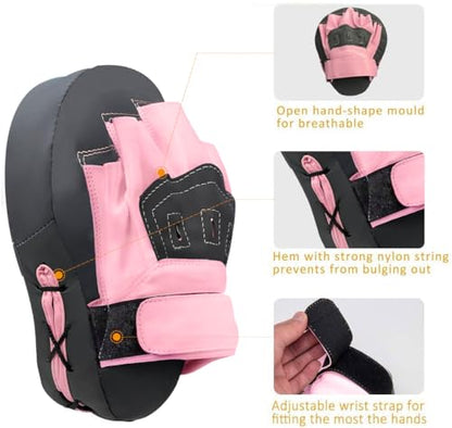 Valleycomfy Boxing Pads Curved Focus Punching Mitts for Men Women - color: Gray Pink