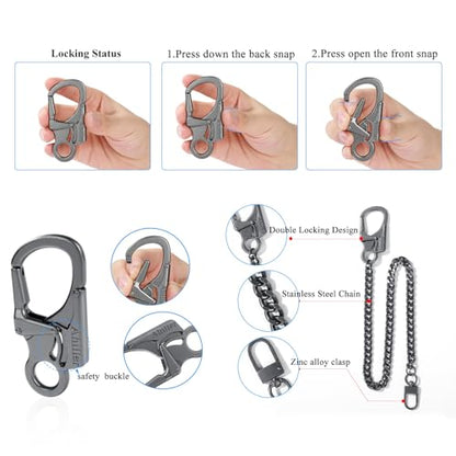 Ahiller Heavy Duty Key Wallet Chains for Men Biker - color: Gunmetal-bk-2p