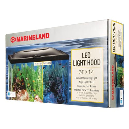 Marineland LED Light Hood For Aquariums, 24 Inches By 12 Inches, Natural Shimmering Light With Night Light Effect - size: 24 by 12-Inch