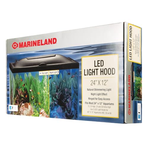 Marineland LED Light Hood For Aquariums, 24 Inches By 12 Inches, Natural Shimmering Light With Night Light Effect - size: 24 by 12-Inch
