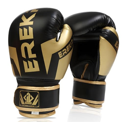 Kids Boxing Training Gloves, Sparring Boxing Gloves for Boys Girls - color: Black(Golden), size: 12 oz