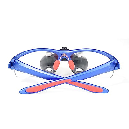 3.5x420MM Angle Adjustable Binocular Loupes Magnifier Glasses Loupes with Cloth Case (Blue) - color: Blue