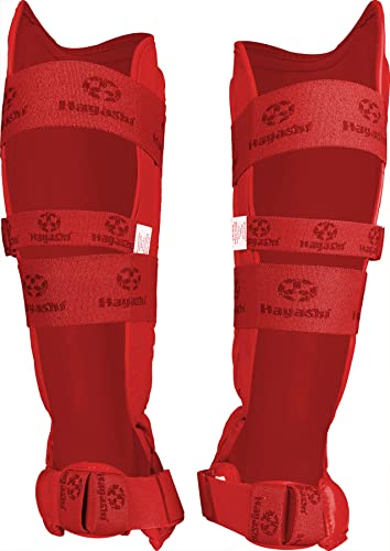 Hayashi Karate Shin Guards and Instep Guards (WKF Approved) - color: red, size: X-Large