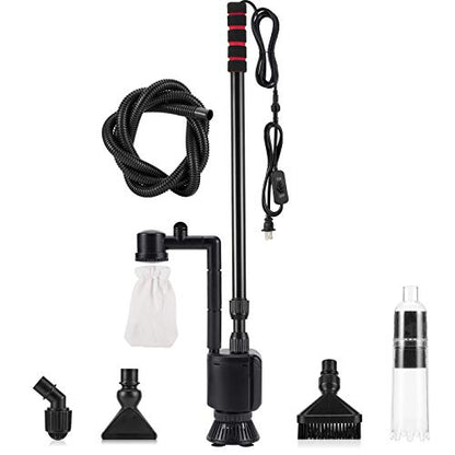AQQA Electric Aquarium Vacuum Gravel Cleaner, 6 in 1 Automatic Fish Tank Vacuum Cleaning Tools Kit Water Changer, Multifunction Wash Sand Filter Water Circulation 20W 320GPH 110V
