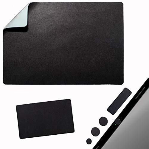 Mouse Pad Adhesive Bottom - Sticks to Any Surface - Portable - Webcam Covers and Screen Cleaner Included (Blank Black) - color: BLANK BLACK