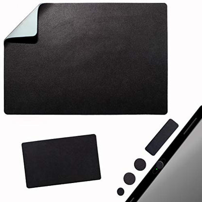 Mouse Pad Adhesive Bottom - Sticks to Any Surface - Portable - Webcam Covers and Screen Cleaner Included (Blank Black) - color: BLANK BLACK