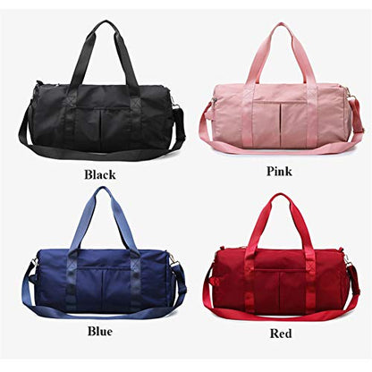 Sports Gym Bag for Women Travel Duffel Bag with Wet Pocket and Shoes Compartment for Training Swim Yoga(Red) - color: Red