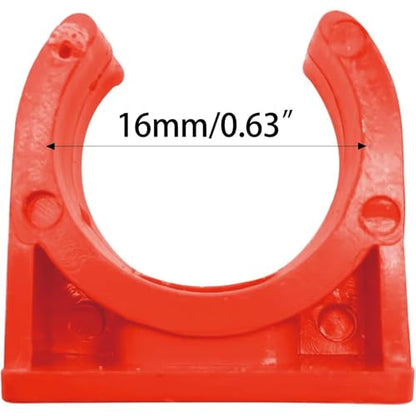 50 Pcs U-Shaped PVC Pipe Clamps Clips, U-Shaped Buckles Fit for 1/4" (16mm) Pipes, Supply and TV Trays Tubing Hose Hanger Support Pex Tubing (Red 16mm) - size: 16mm,50Pcs(Red)