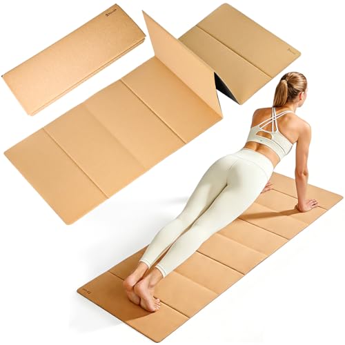 Rocalt Foldable Cork Yoga Mat, Non Slip Travel Pilates Workout Mat