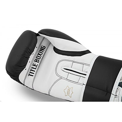TITLE Boxing Pro Style Leather Training Gloves 3.0 - Boxing Gloves, Boxing Training Gloves, MMA Gloves, Oz Training Gloves, Kickboxing Gloves, Punching Bag Gloves, Sparring Gloves - color: Black/White, size: 14 oz