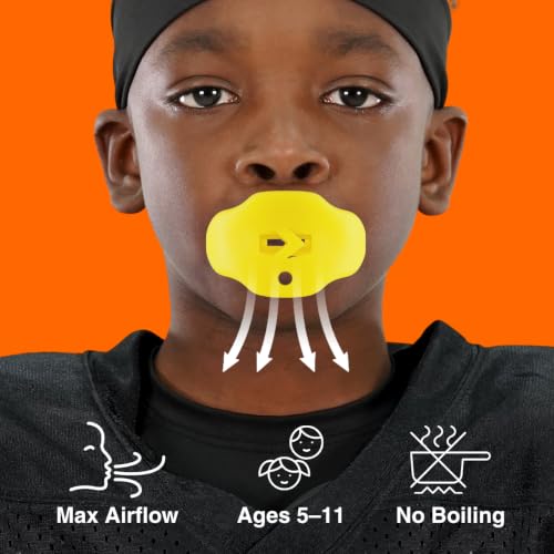 SLEEFS Kids Football Mouthguard with Strap for Teeth and Impact Protection - color: Yellow, size: Kids