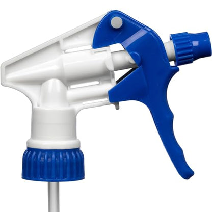 Heavy Duty Universal Trigger Sprayer Replacement for 32 oz Sprayer Bottles, 9 1/4" Dip Tube, 28-400 Neck Finish - 6 Pack (Blue)