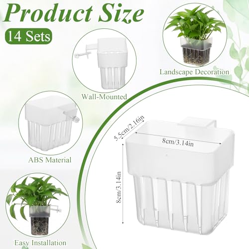 14 Pcs Aquarium Plant Holder with Hooks Screws, Top Hanging Fish Tank Plant Pot, Adaptable to Different Widths, Aquarium Planter Cups, for Water Landscape Decoration Cultivation Feature