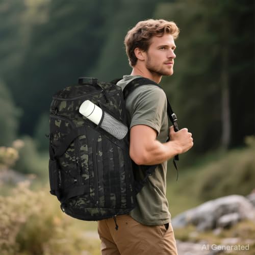 3-in-1 Tactical Gym & Travel Duffle Bag Backpack Men Multi-Functional 45L Military Sports Duffle Bag with Shoe Compartment & Wet Pocket for Workout Weekender Overnight Bag with Molle Webbing, Camo - color: Camo