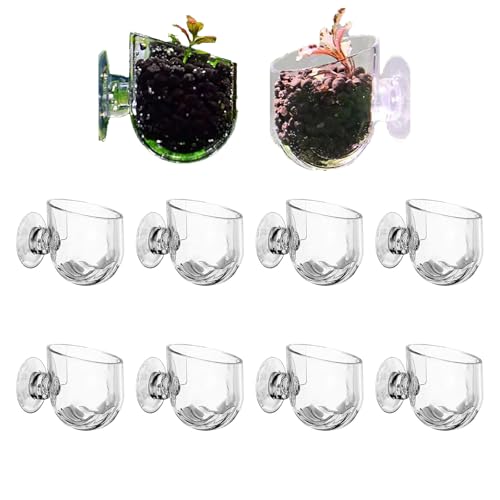 10 Pcs Aquarium Plant Holder, Clear Fish Tank Plant Holder for Aquascape Decoration, Red Worm Feeder, Aquarium Planter Pot with Suction Cup, Betta Fish Tank Accessories Aquariums Decor