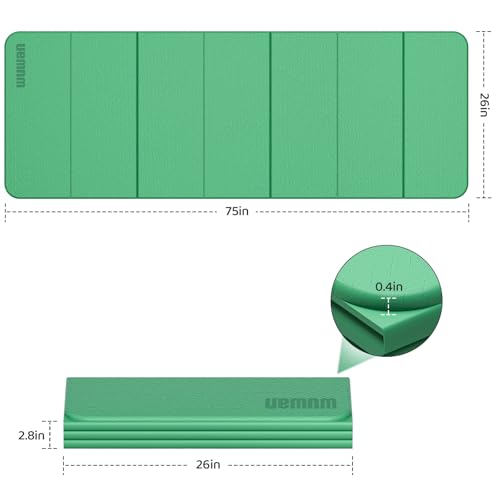 Yoga Mat Thick 10mm, Foldable Yoga Mat 75 x 26 x 0.4 Inches - color: Green