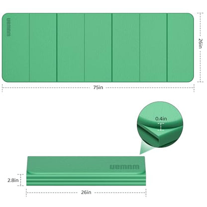 Yoga Mat Thick 10mm, Foldable Yoga Mat 75 x 26 x 0.4 Inches - color: Green