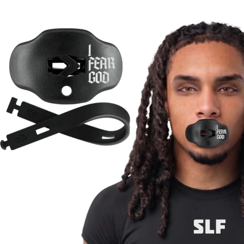 SLEEFS Classic Football Mouthguard with Bold Designs and Removable Strap - color: I Fear God Black