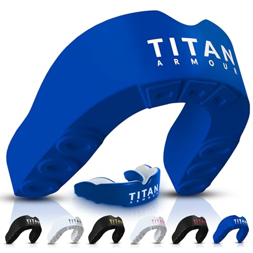 Mouth Guard Boxing, Dual-Layer Boil & Bite Mouthguard, Adult - color: Blue, size: Junior Under 11