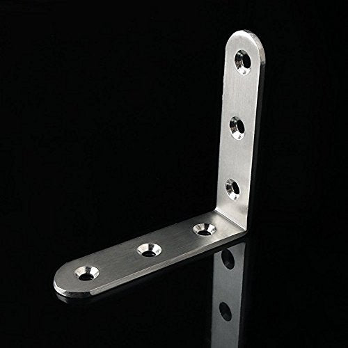 Deezio Stainless Steel Heavy Duty Corner Brace Joint Angle Bracket Shelf Brackets, Brushed Nickel, Pack of 4(100x100x3mm)