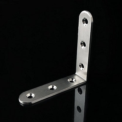 Deezio Stainless Steel Heavy Duty Corner Brace Joint Angle Bracket Shelf Brackets, Brushed Nickel, Pack of 4(100x100x3mm)