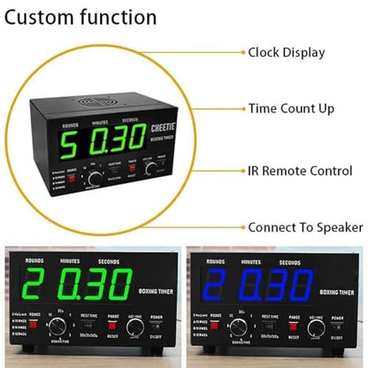 Classic Boxing Interval Timer,Professional Gym Timer w/LED Display,Boxing Fitness Timers,Selectable Training Time and Cycle Repetitions, Sound Adjustable (Blue) - color: Blue