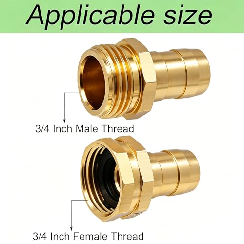 Garden Hose Repair Connector with Clamps, Set of 3 Aluminum Water Hose End Replacement Fit for 3/4" and 5/8" Garden Hose Fittings - color: 3 Sets - Brass