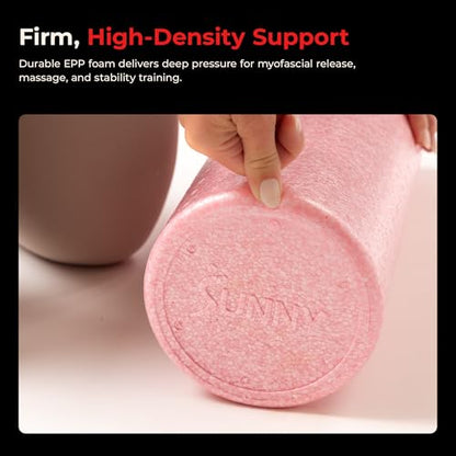 Sunny Health & Fitness 12" Pink High-Density Yoga Foam Roller - color: Pink, size: 12-Inch