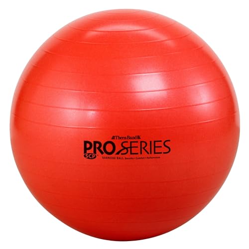 THERABAND Exercise and Stability Ball for Improved Posture, Balance, Core Fitness, Coordination and Rehab - color: Red | 22 Inches