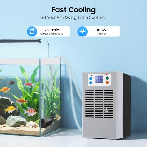 30L/7.93Gallon Aquarium Chiller, Fish Tank Water Cooler with Compressor Refrigeration Pump Special Quiet Design Refrigeration Compressor for Axolotl Coral Jellyfish - size: 30L/7.93Gallon