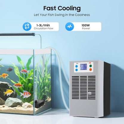 30L/7.93Gallon Aquarium Chiller, Fish Tank Water Cooler with Compressor Refrigeration Pump Special Quiet Design Refrigeration Compressor for Axolotl Coral Jellyfish - size: 30L/7.93Gallon