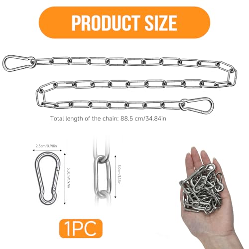 Heavy Duty Stainless Steel Chain, 20 Inch Stainless Steel Swing Chain with 2 Carabiners, Security Chain Suitable for Boxing Punching Bag, Porch Swing Hammock Chair Hanging - color: 30 Inch 1 Pcs