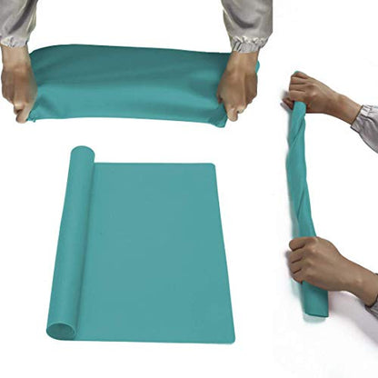 23.6'' by 15.7''Flexible Silicone Placemat Non Slip Waterproof Heat Resistant Dinner Table Mat (Dark Green-2 pcs) - color: Dark Green-2 Pcs